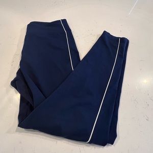 J Crew Cropped Leggings Navy with White Side Stripe Size XL